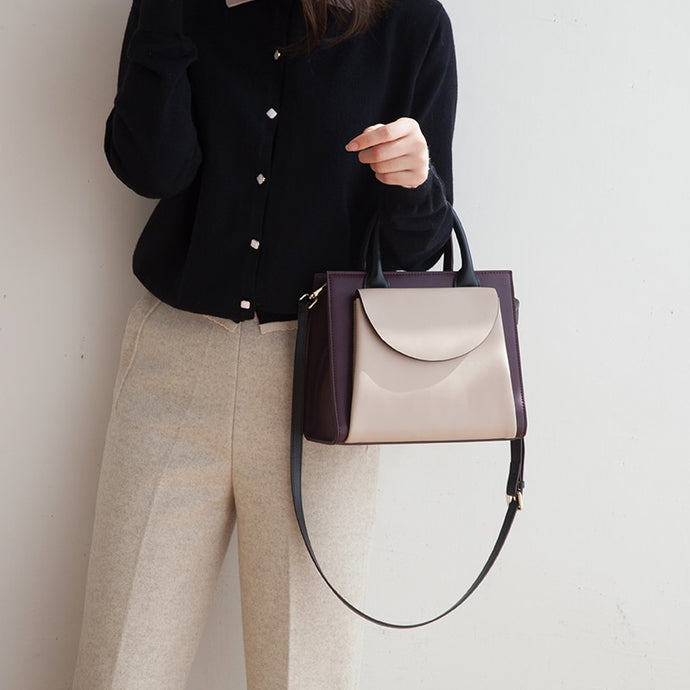 Contrast Color Leather handbag