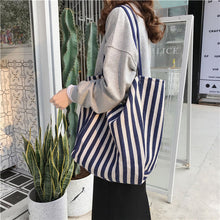 Load image into Gallery viewer, Striped Large Canvas Bag