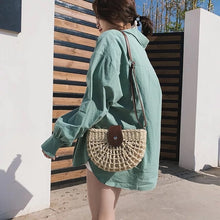 Load image into Gallery viewer, Semicircle Rattan Handbag