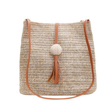 Load image into Gallery viewer, Straw Pink Tassel Hand Bags