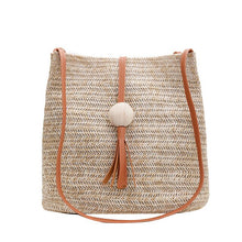 Load image into Gallery viewer, Wooden Ball Tassel Tote Bag
