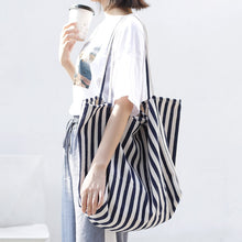 Load image into Gallery viewer, Striped Big Canvas Tote Bag