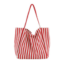Load image into Gallery viewer, Striped Big Canvas Tote Bag